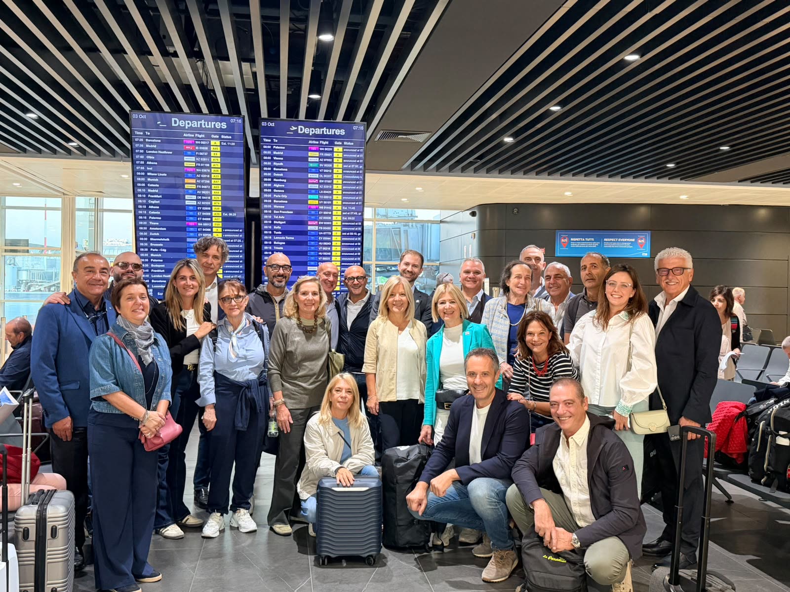 I partecipanti del gruppo Roma e Lazio alla partenza da Fiumicino, 3 ottobre 2026